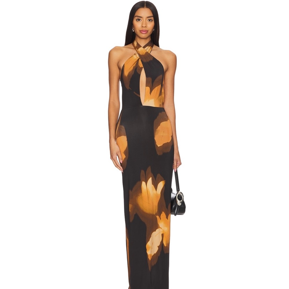 AFRM Noir and Amber Floral Dress